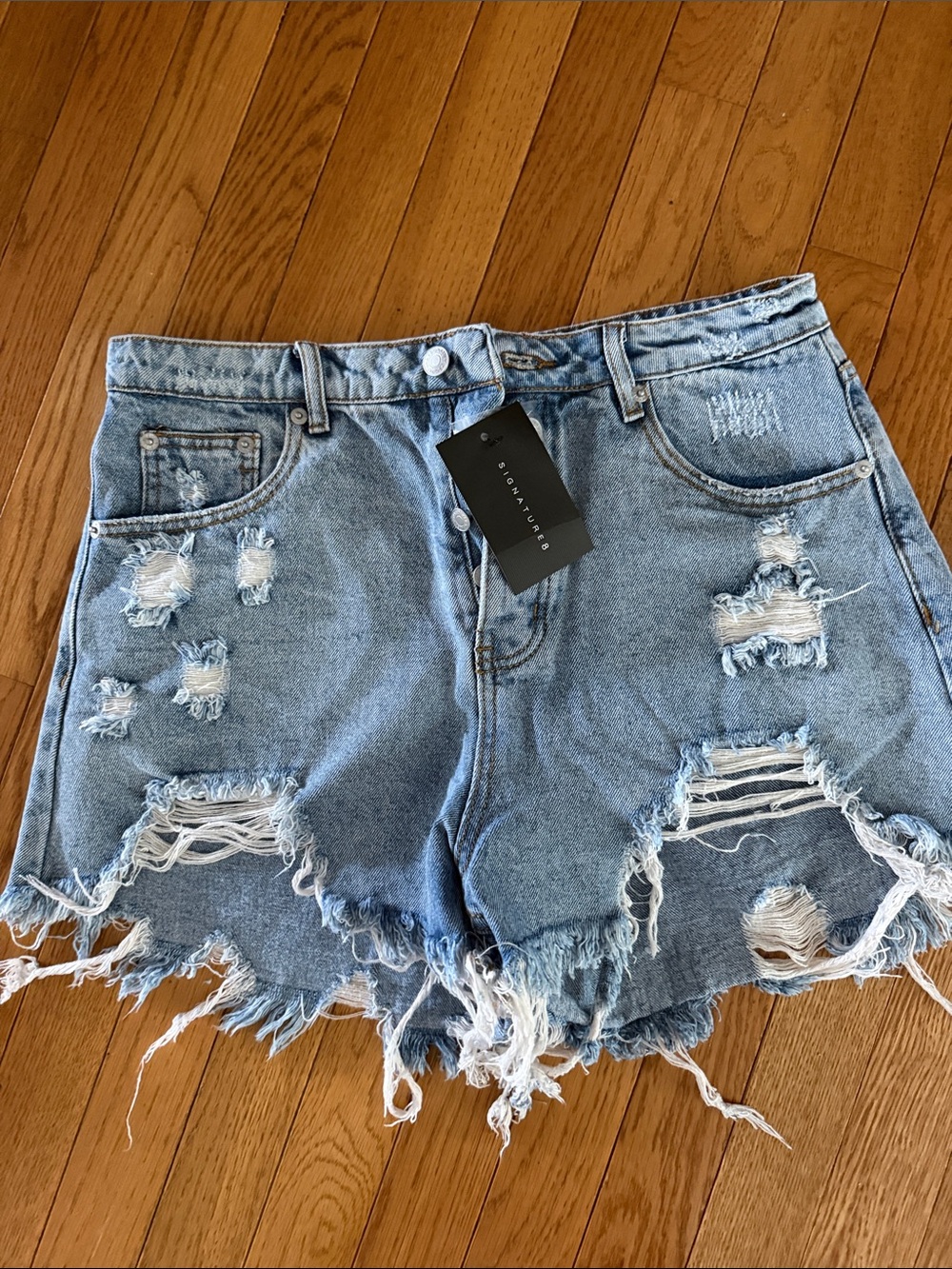 Signature8 Light Blue Distressed Denim Shorts